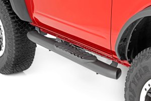 Ford Bronco Nerf Steps - Side - Rough Country - Oval - Black - '21-'25